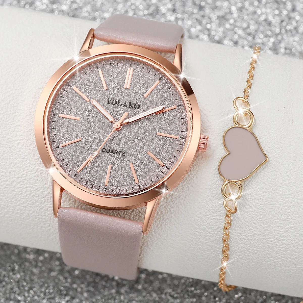 Open Heart Watch - 2PCS/Set Fashion Women Watches Casual Leather