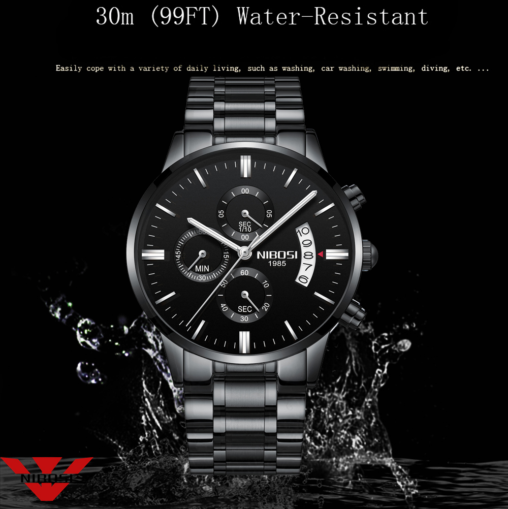 NIBOSI Stainless Steel Black Q - Luxury Watch Maker recension och pris