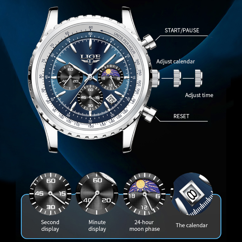 LIGE Brand Luxury Quartz Man W - Luxury Watch Maker recension och pris
